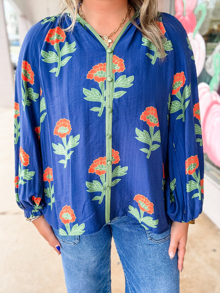 Sunset Bloom Button Down Top
