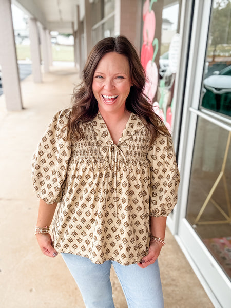 Golden Meadow Smocked Blouse