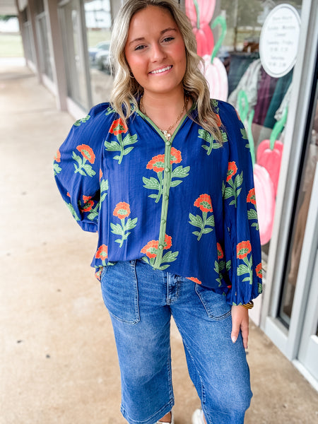 Sunset Bloom Button Down Top