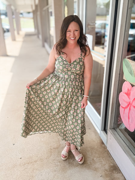 Olive Purple Flower Dress