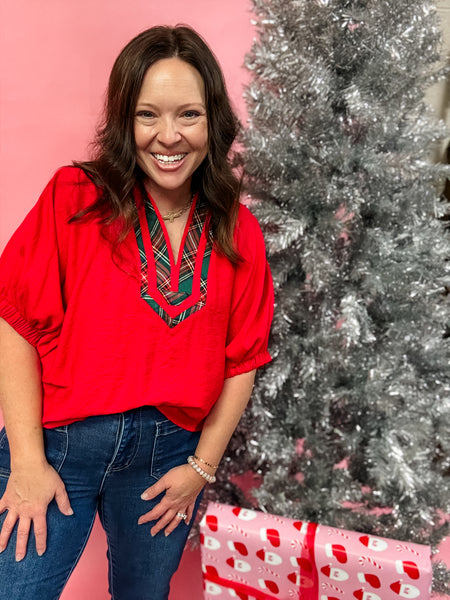 Highland Cheer Top- Red