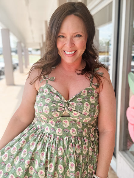 Olive Purple Flower Dress
