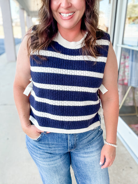 Blue Striped Sweater Vest