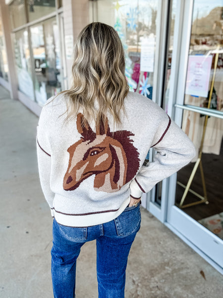 Saddle Trails Horse Knit Cardigan