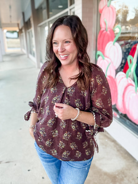 Chestnut Garden Tie Blouse