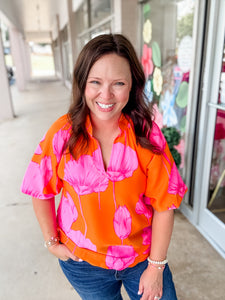 Orange & Pink Floral Top