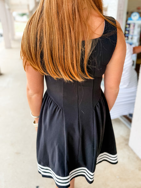 Black Flared Ruffle Dress