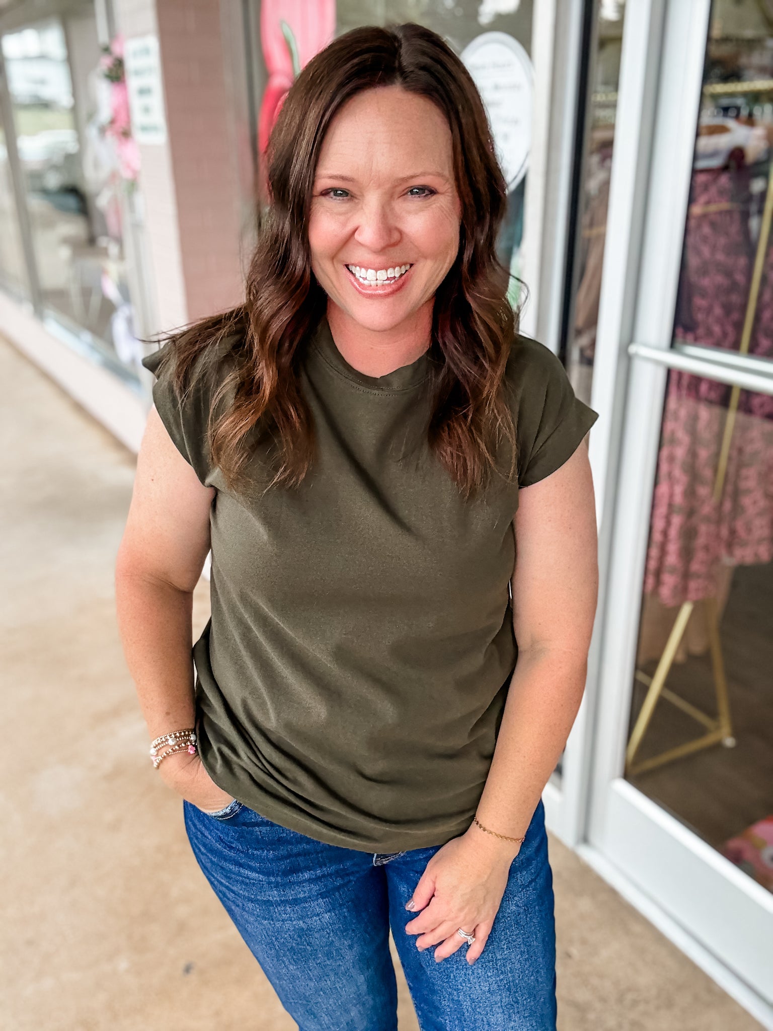 Olive Grove Cap Sleeve Top