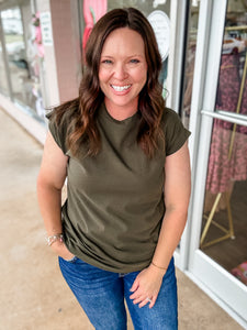Olive Grove Cap Sleeve Top