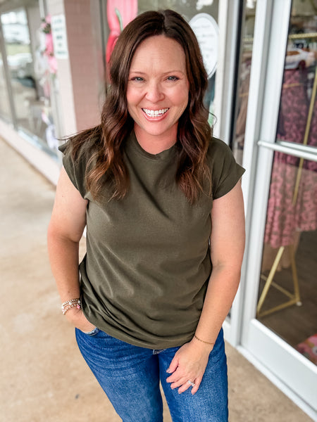 Olive Grove Cap Sleeve Top