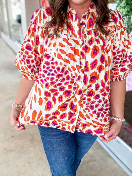 Orange & Purple Leopard Top