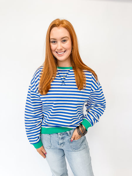 Blue Ivory Striped Top