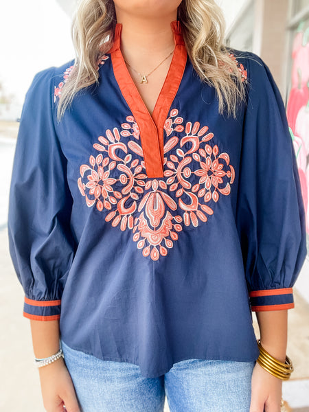 Canyon Bloom Embroidered Blouse