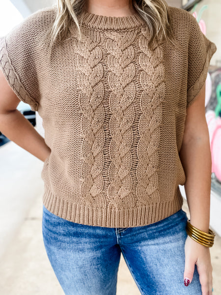 Mocha Cable Knit Vest