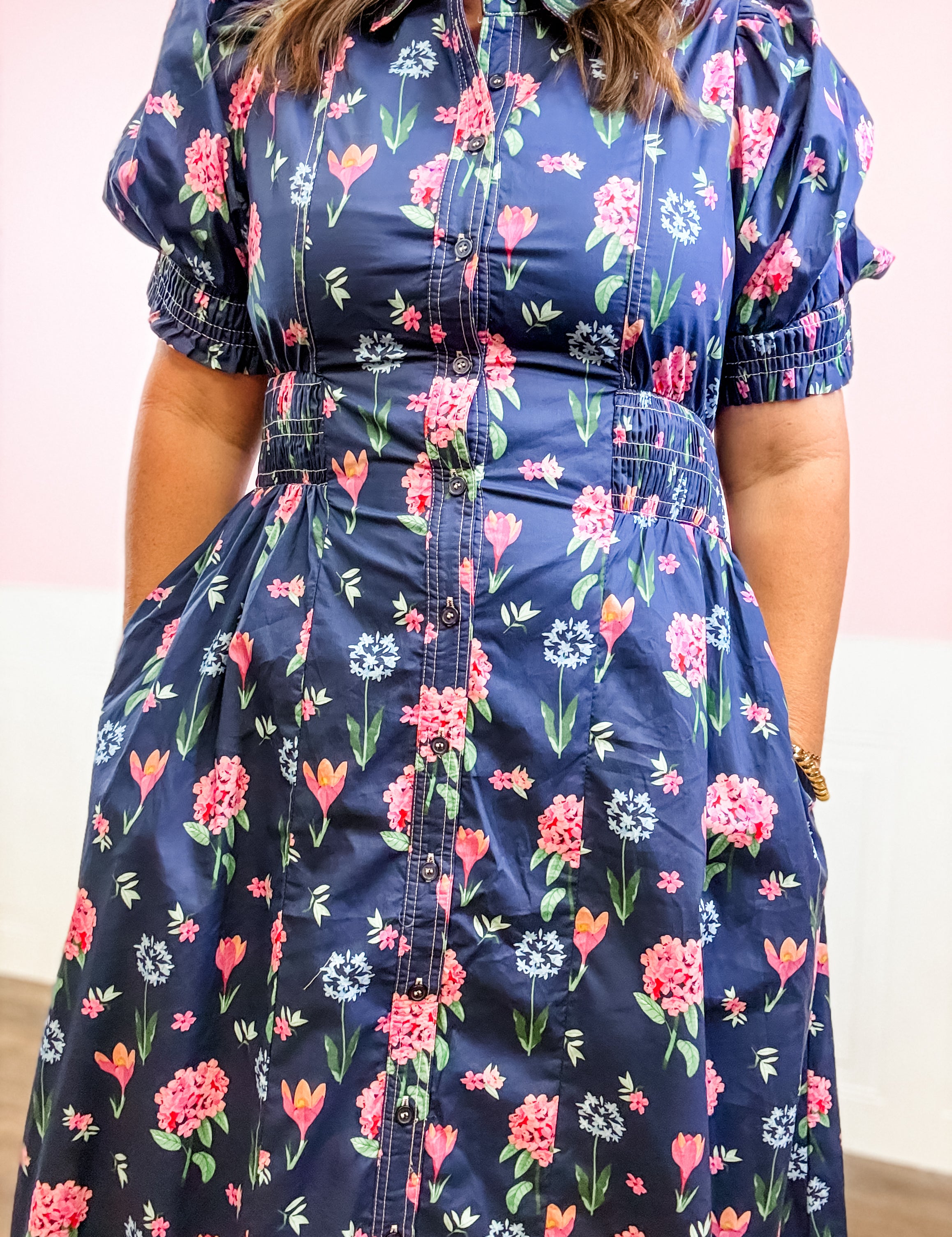 Navy Garden Party Shirtdress