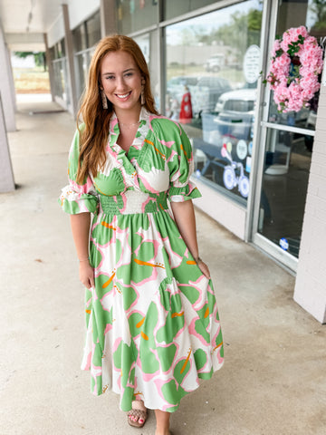 Olive & Pink Floral Dress