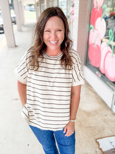 Oatmeal Stripe Ease Tee