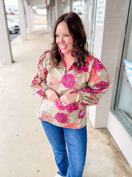 Autumn Bloom Collared Blouse