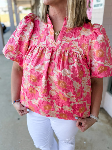 Pink & Orange Floral Top