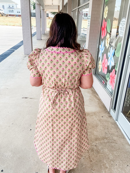 Taupe Pink Flower Dress