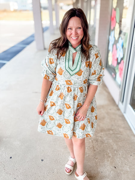 Mustard Floral Dress