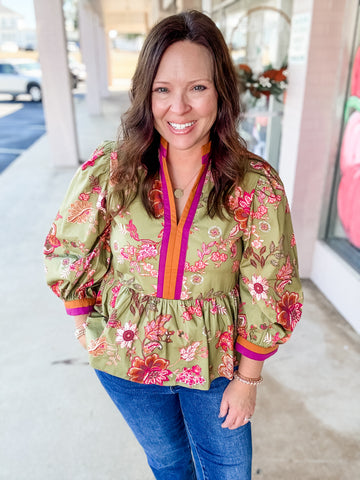 Autumn Bloom Peasant Top