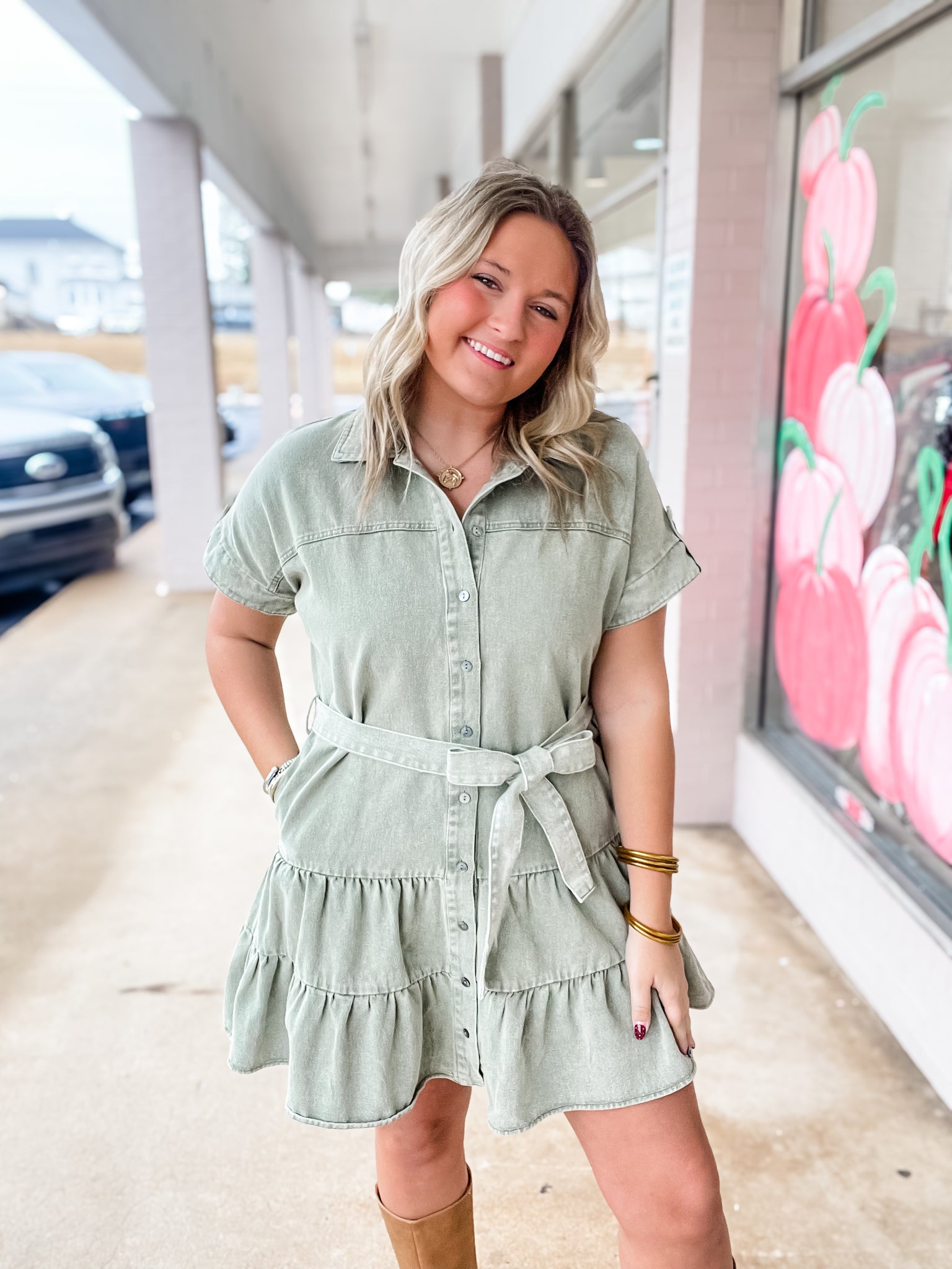 Sage Street Denim Dress