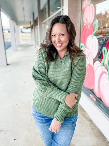 Evergreen Escape Half Zip Sweater