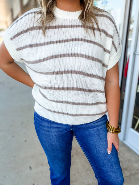 Oatmilk Stripes Sweater Vest