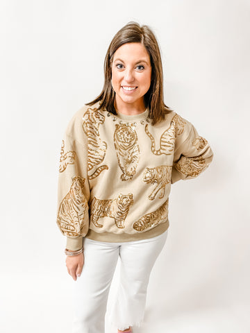 Queen of Sparkles:  All Over Tiger Sweatshirt