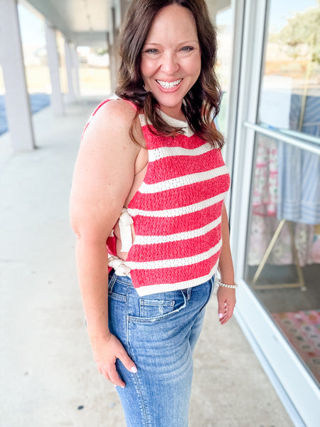 Red Striped Sweater Vest