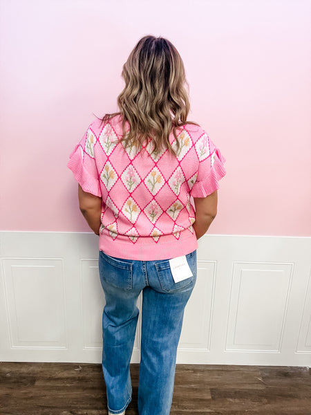 Blossom Belle Argyle Knit Top