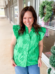 Green Embroidered Top