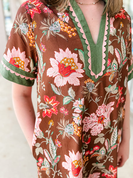 Brown Floral Dress