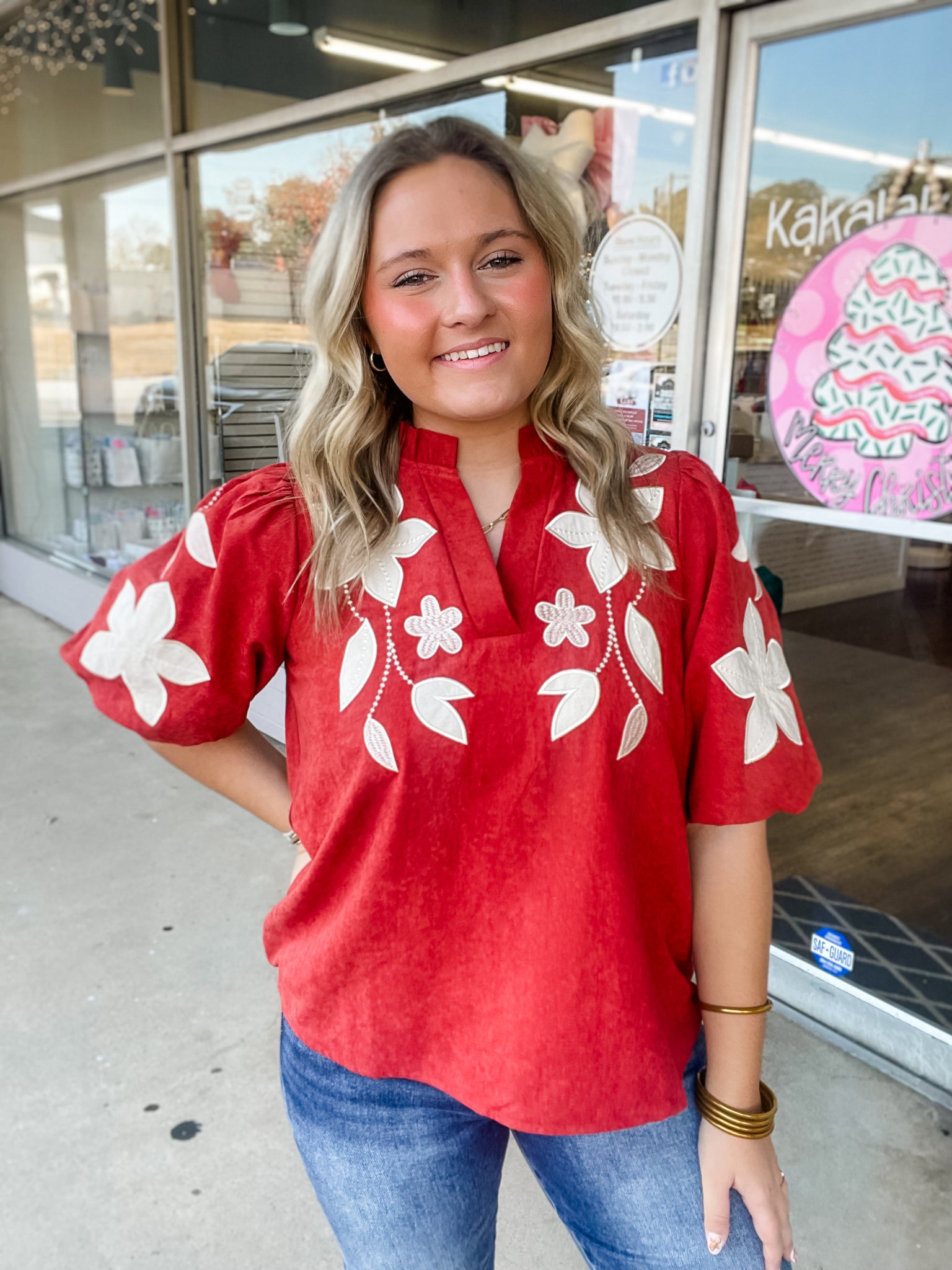 Rust & Petal Embroidered Blouse