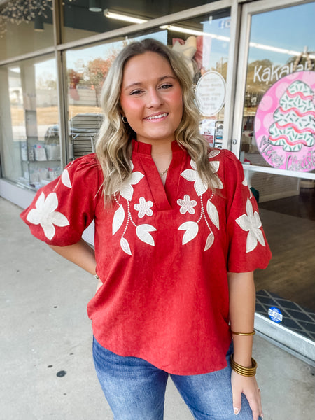 Rust & Petal Embroidered Blouse