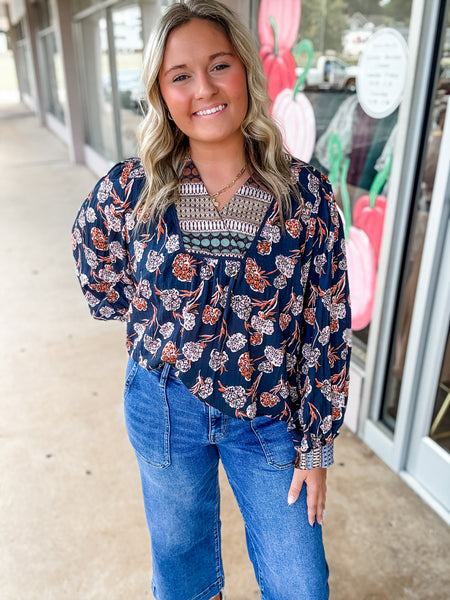 Midnight Patchwork Blossom Top