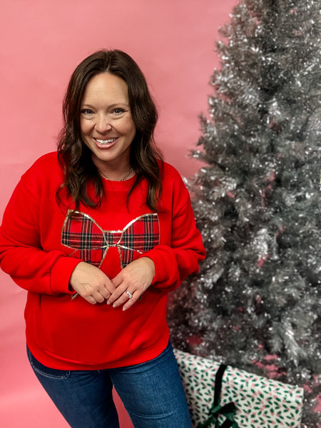 Tartan Bow Holiday Sweatshirt