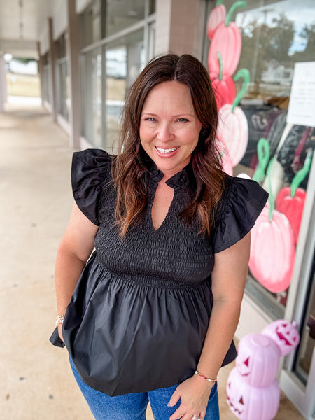 Midnight Charm Smocked Top