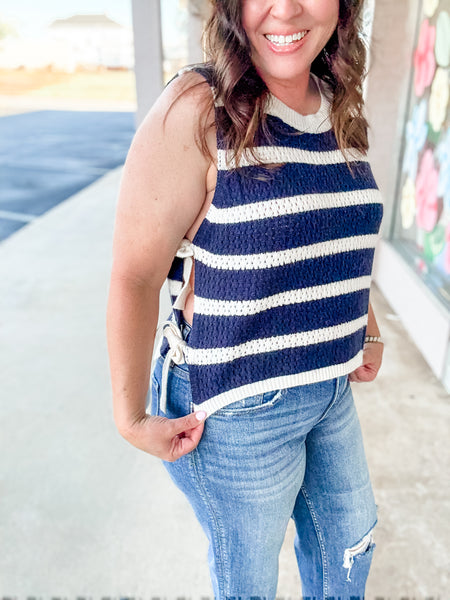 Blue Striped Sweater Vest