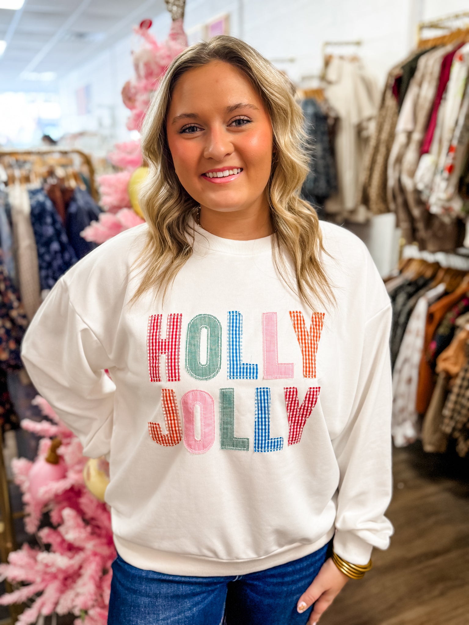 Holly Jolly Gingham Sweatshirt
