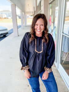 Black Leopard Top