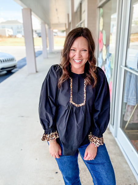 Black Leopard Top