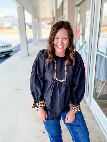 Black Leopard Top