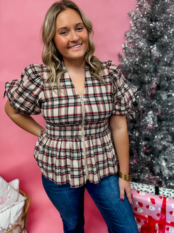 Fireside Flannel Peplum Top