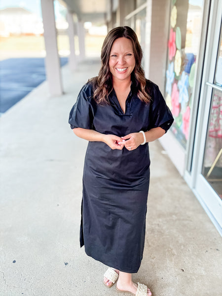 Blakely Collared Dress:  black