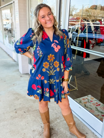 Autumn Bloom Midi Dress