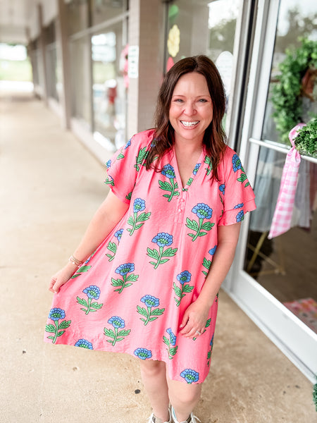 PInk Blue Hydrangea Dress