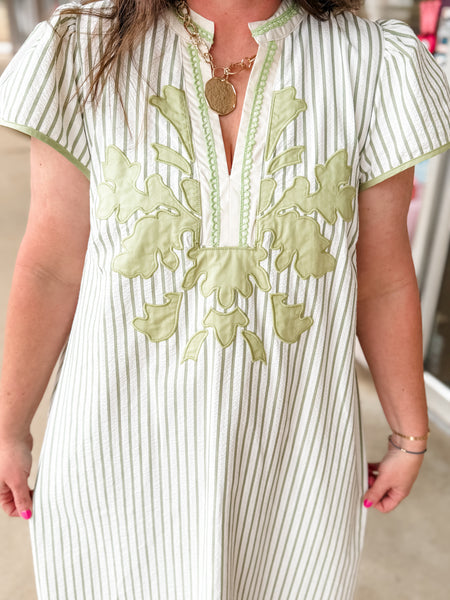 Olive Grove Embroidered Maxi Dress