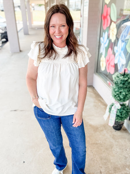 Cream Ruffle Top